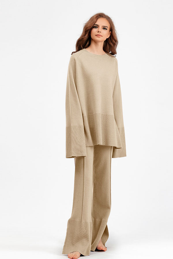 High-waisted wide-legged pants set