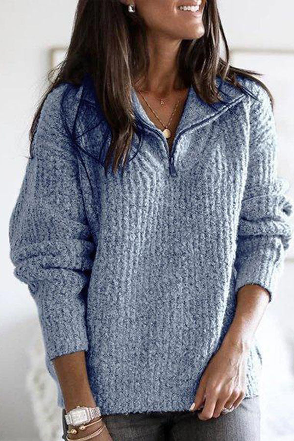 Autumn and winter zipper pullover long sleeve sweater