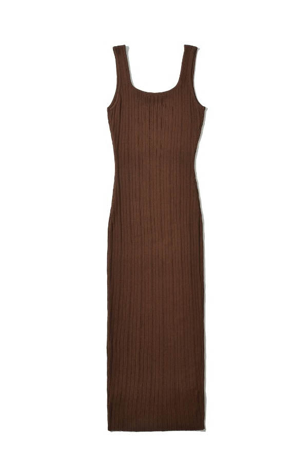 Ribbed mid-length knit dress