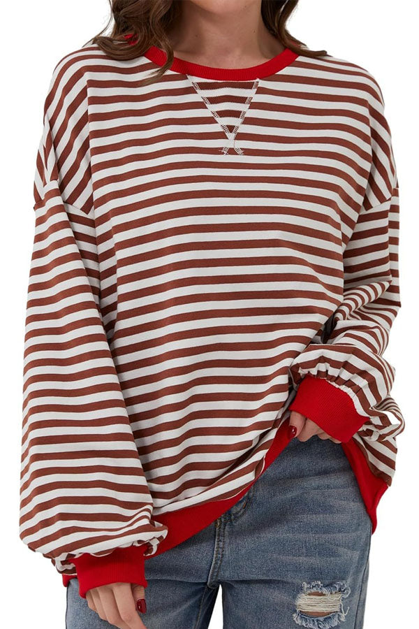 Loose casual striped sweater women