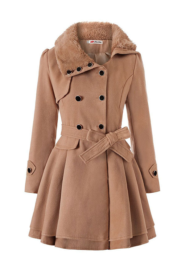 Slim fit long woolen coat double-breasted thick coat