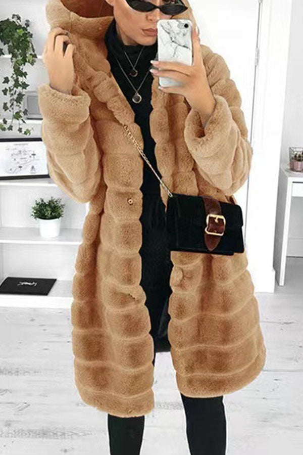 Rabbit Fur Padded Thickened Faux Mink Coat