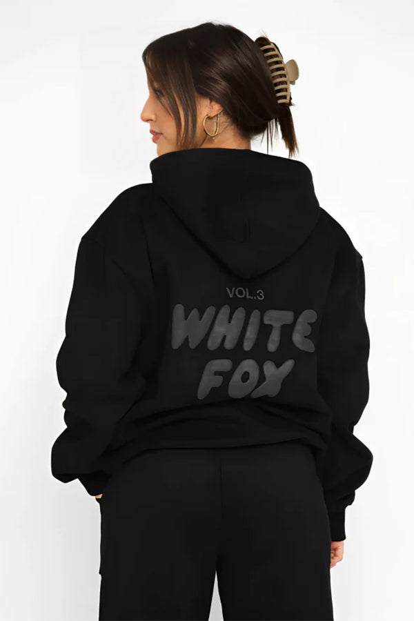 Printed Wool Font Loose Hooded Sweatshirt