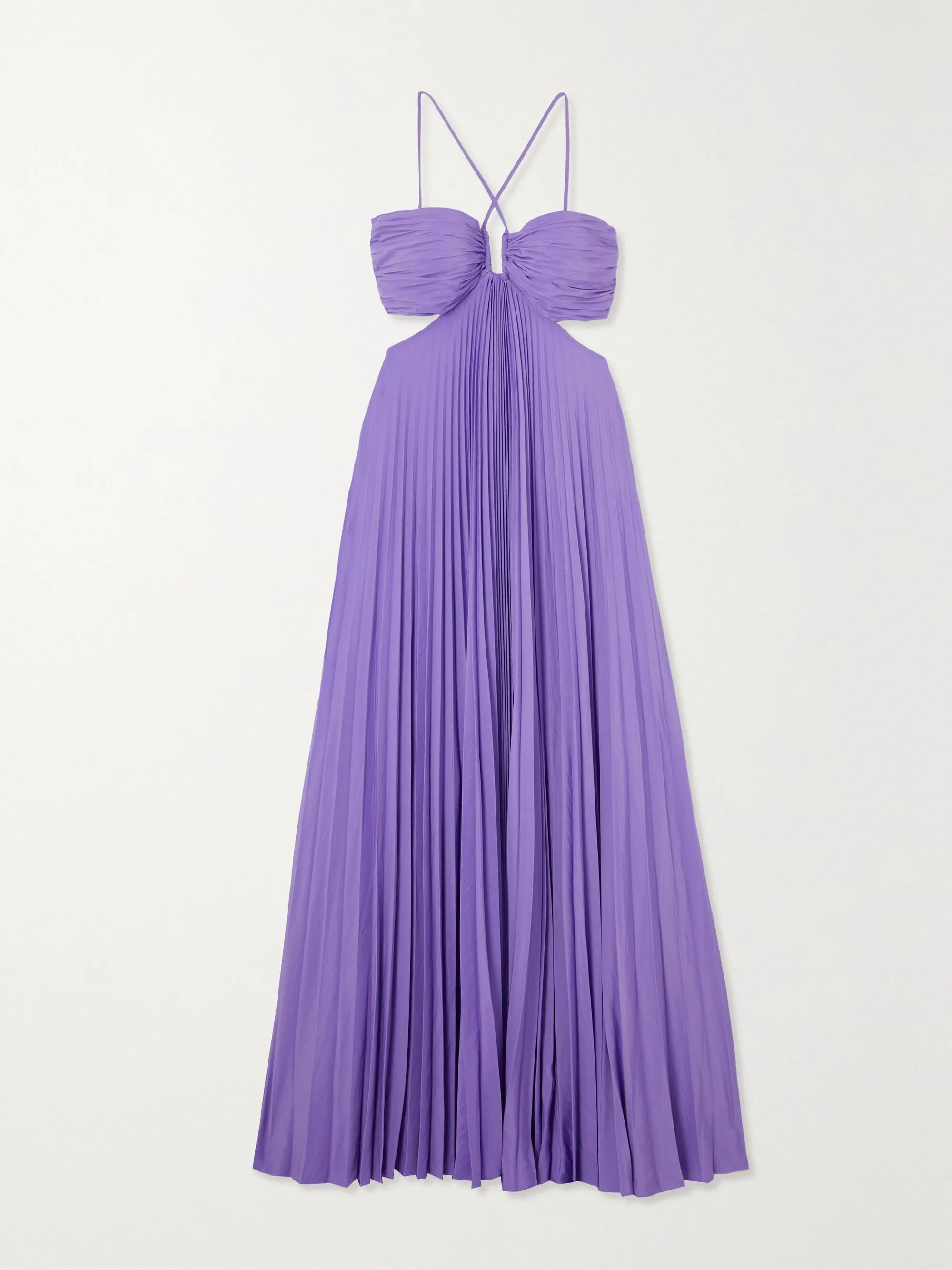 Cut-Out Back Tie Halter Plisse Maxi Dress