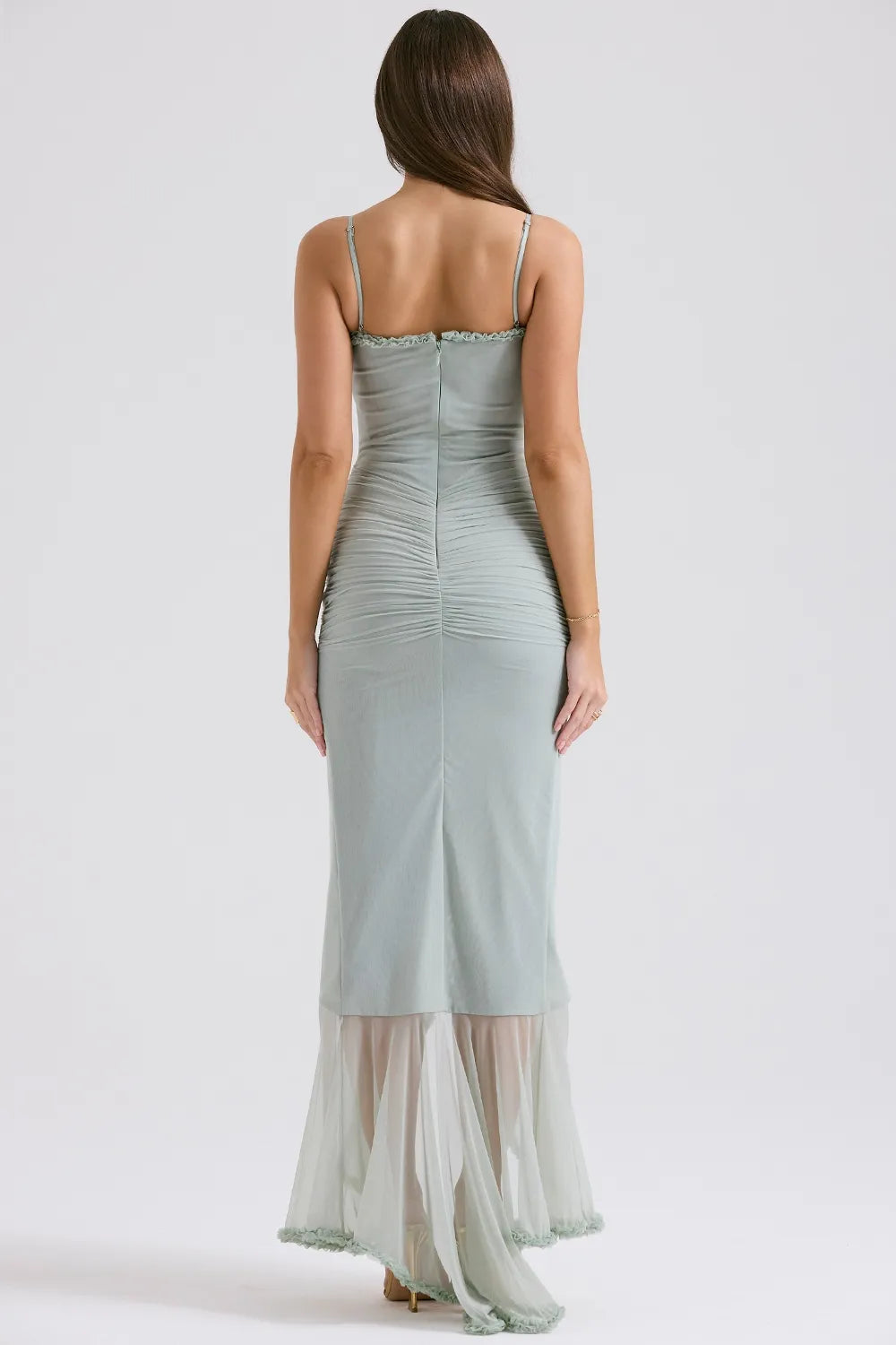 Statement Cutout Midriff Ruffle Front Gown