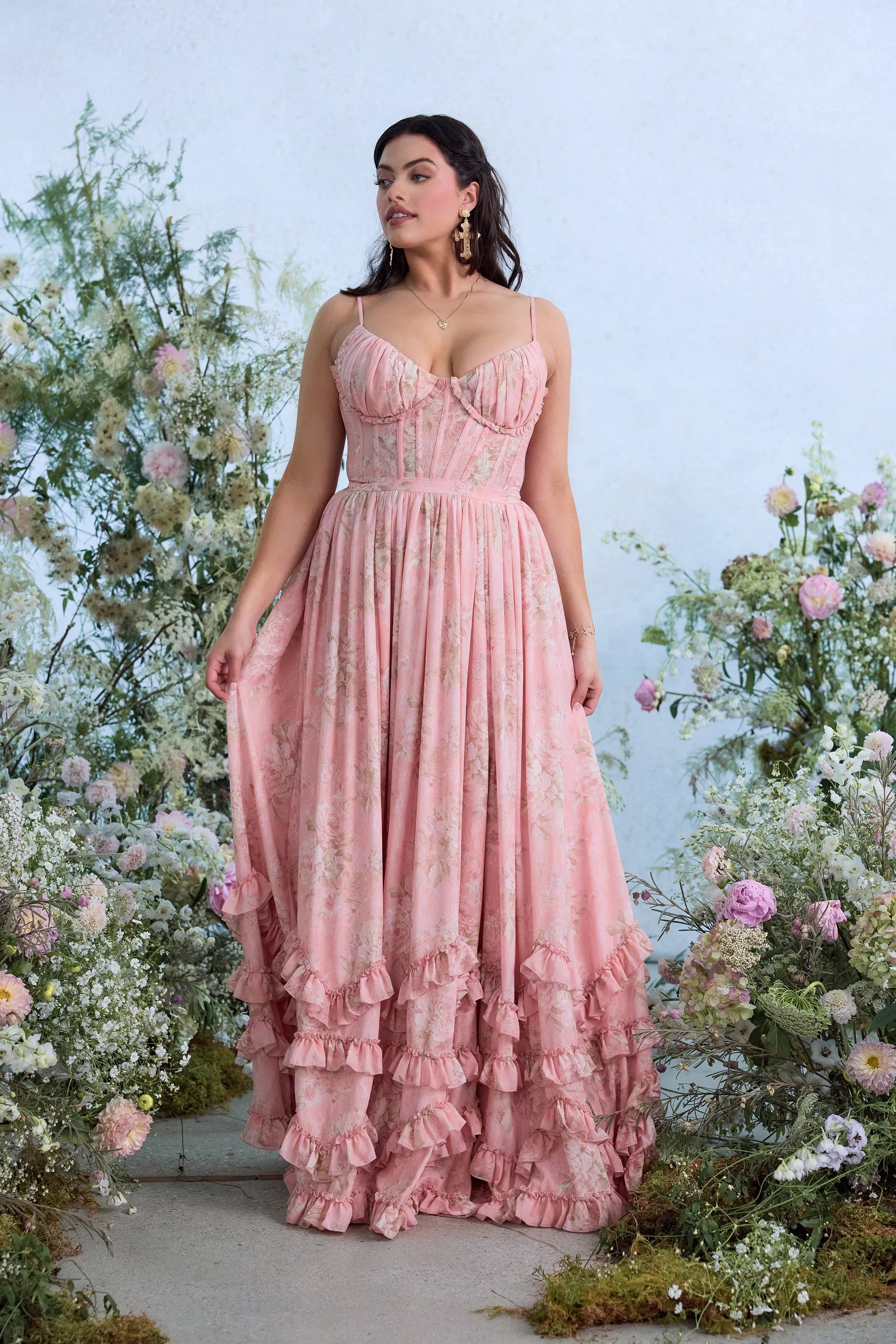 Victorian Roses Corset Gown | Chiffon & Lace | Back Bow