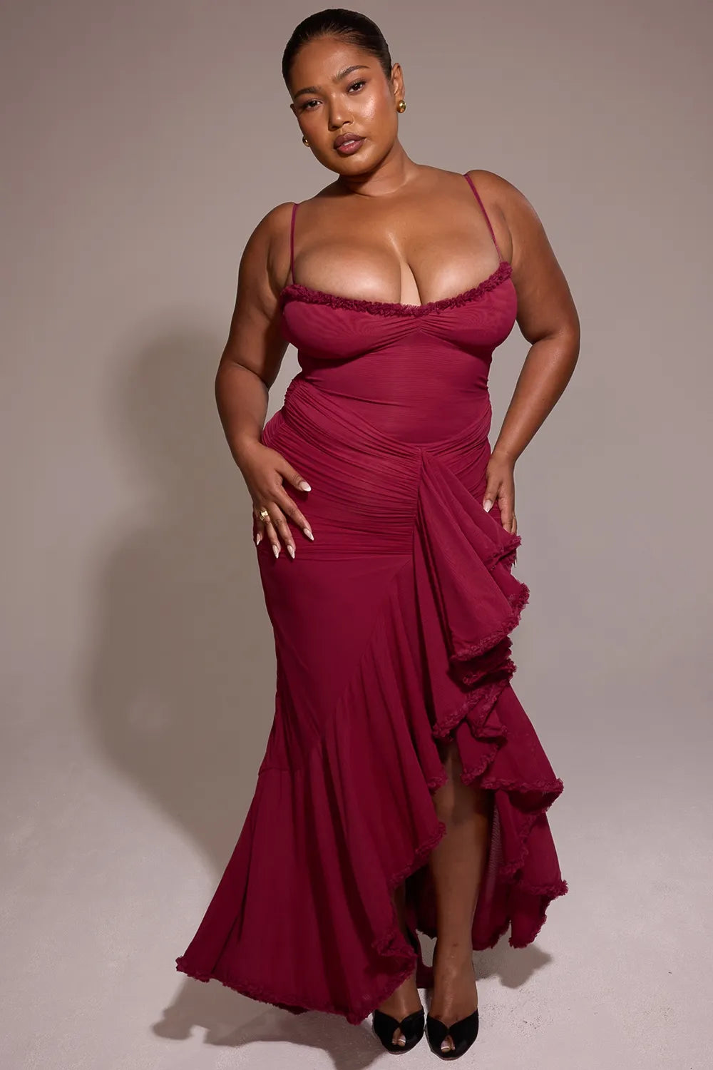 Statement Ruffle Front Gown