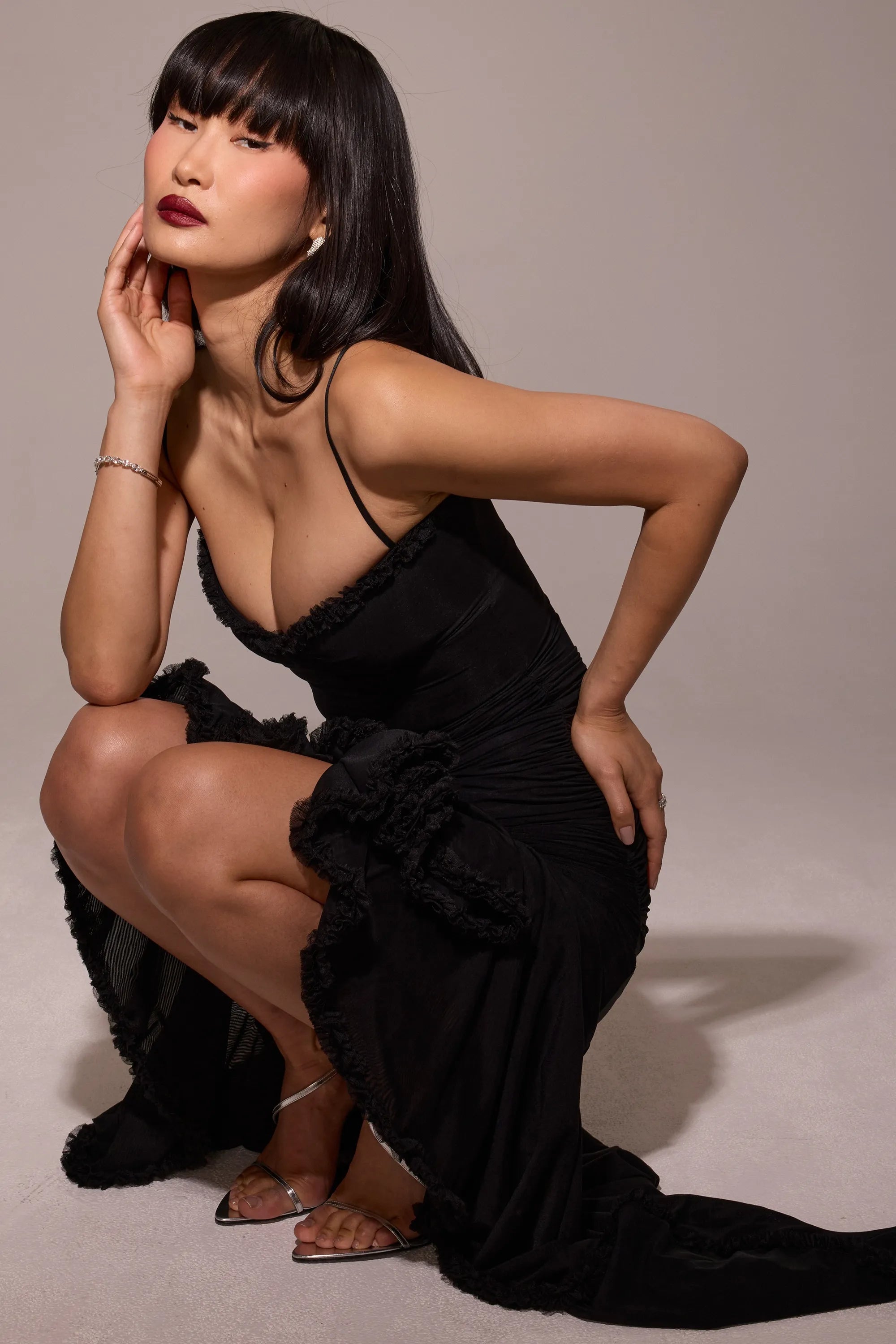 Statement Ruffle Front Gown