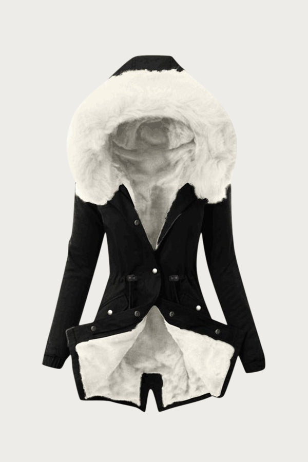 Durable Women Outwear Thick Drawstring Cozy Solid Color Casual Jacket