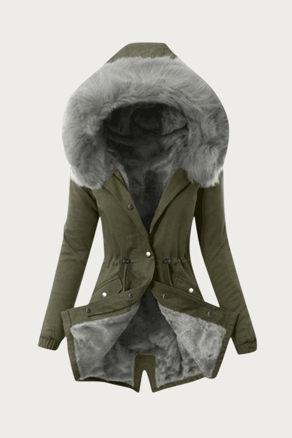 Durable Women Outwear Thick Drawstring Cozy Solid Color Casual Jacket