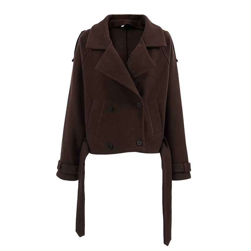 Timeless Elegance: Polyester Wool Blend Collared Coat