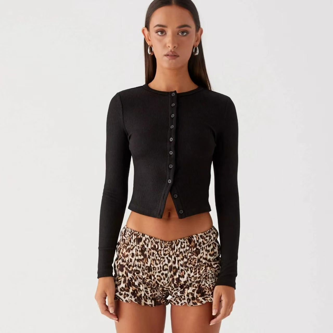 Sleek Street Style: Polyester Button-Up Cardigan