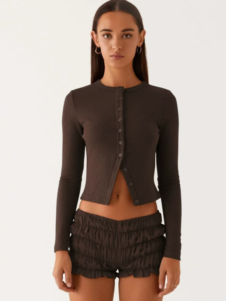 Sleek Street Style: Polyester Button-Up Cardigan