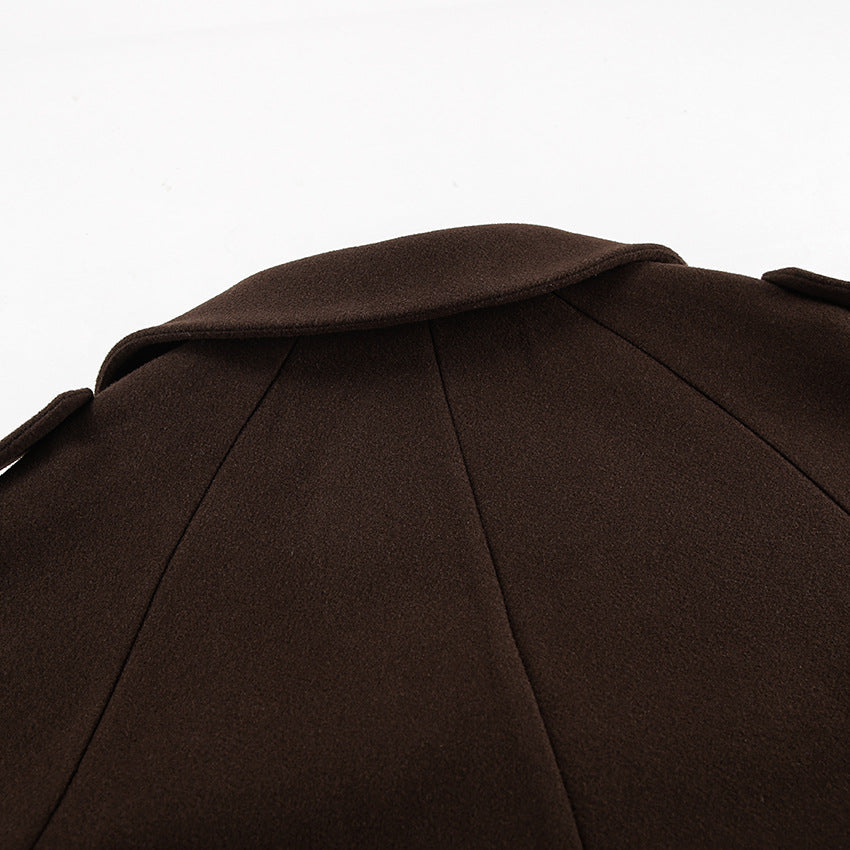 Timeless Elegance: Polyester Wool Blend Collared Coat