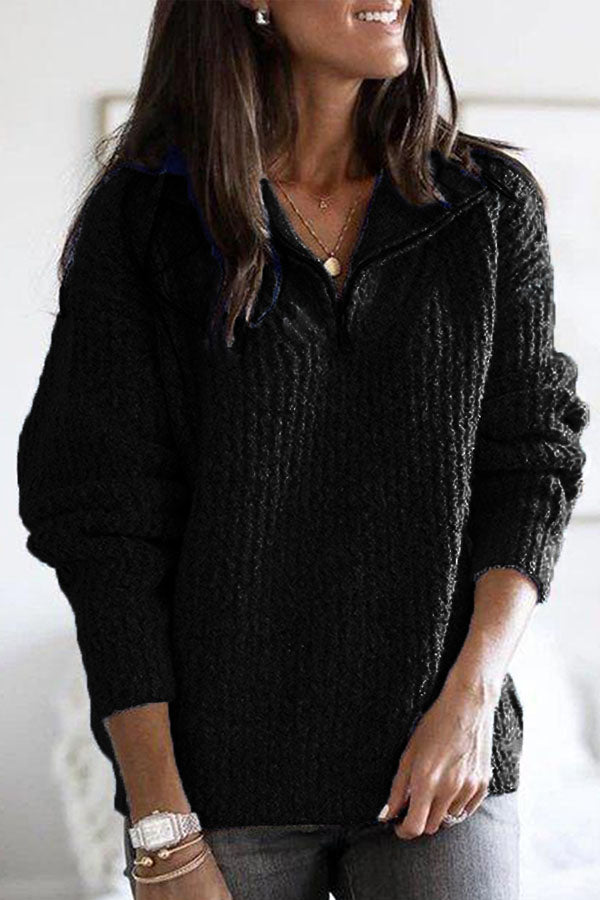 Autumn and winter zipper pullover long sleeve sweater