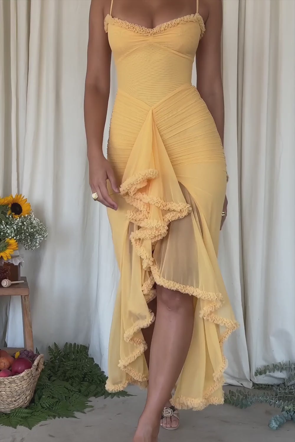 Statement Ruffle Front Gown