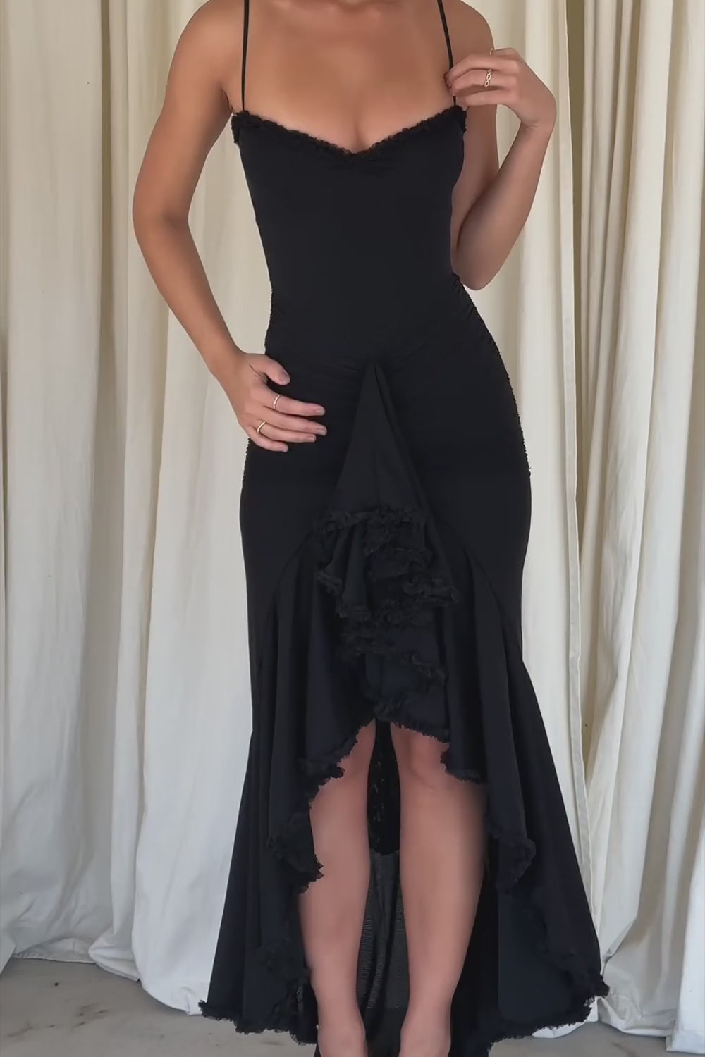 Statement Ruffle Front Gown
