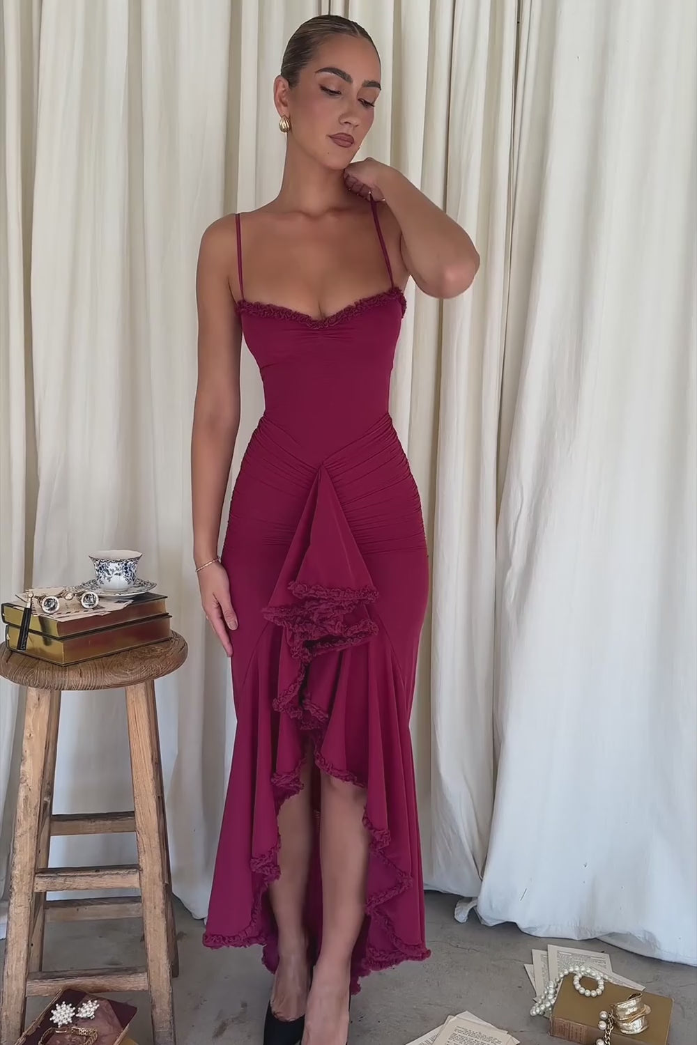 Statement Ruffle Front Gown